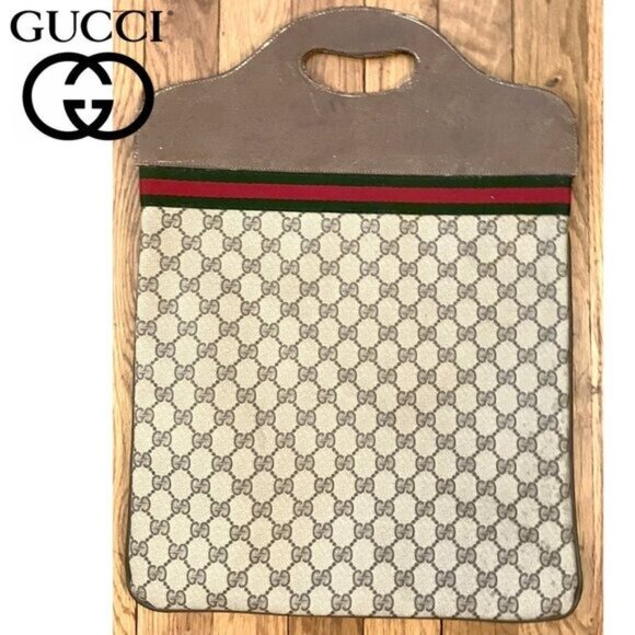 GUCCI AUTHENTIC vintage 70s/80s monogram tote w/ Gucci stripe - Picture 1 of 9